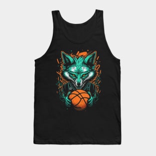 Neon Fox Basketball Player Retro 80s Ball Sports Tank Top